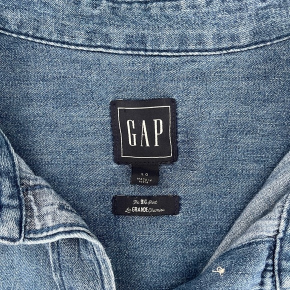 GAP Denim “The Big Shirt” Medium Wash Classic Oversized Size L - Picture 5 of 10